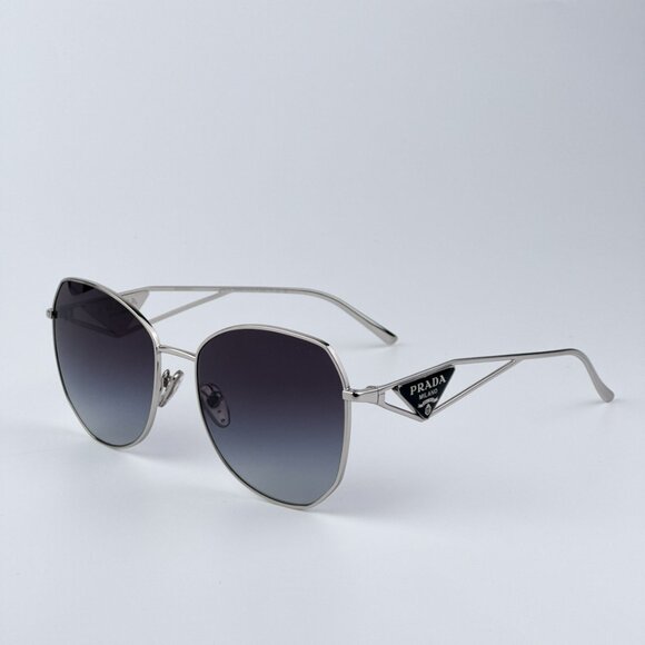 Prada Women BRAND NEW Sunglasses Silver Grey Gradient Geometric PR57YS 1BC5D1 - Picture 1 of 11
